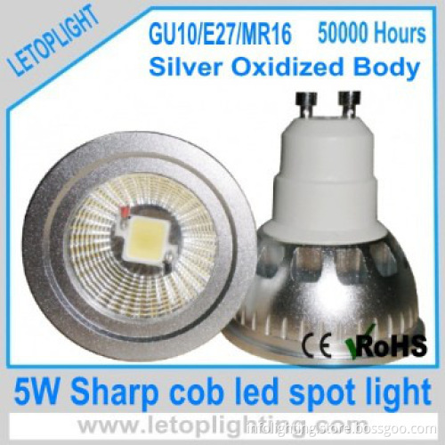 GU10 Silver body Sharp cob 5W led spotlight